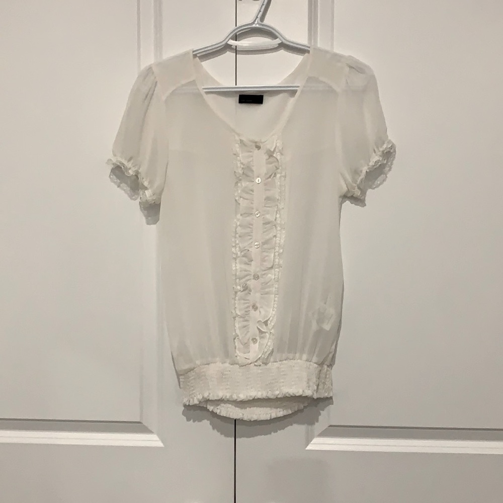 Vero Moda like new white ruffle short sleeve blouse